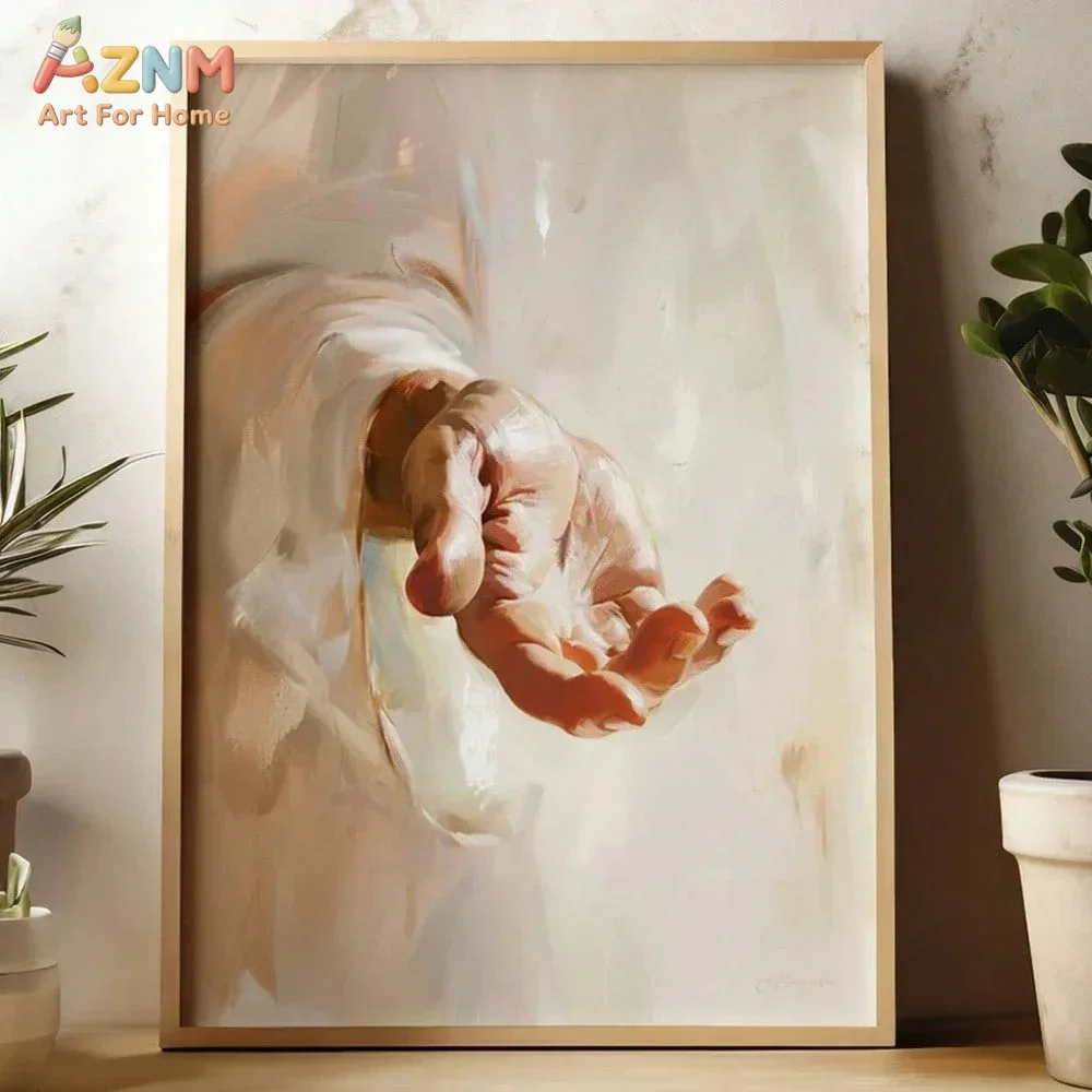 Home Decor Jesus - AZNM Christian Jesus Reaching Hand Canvas