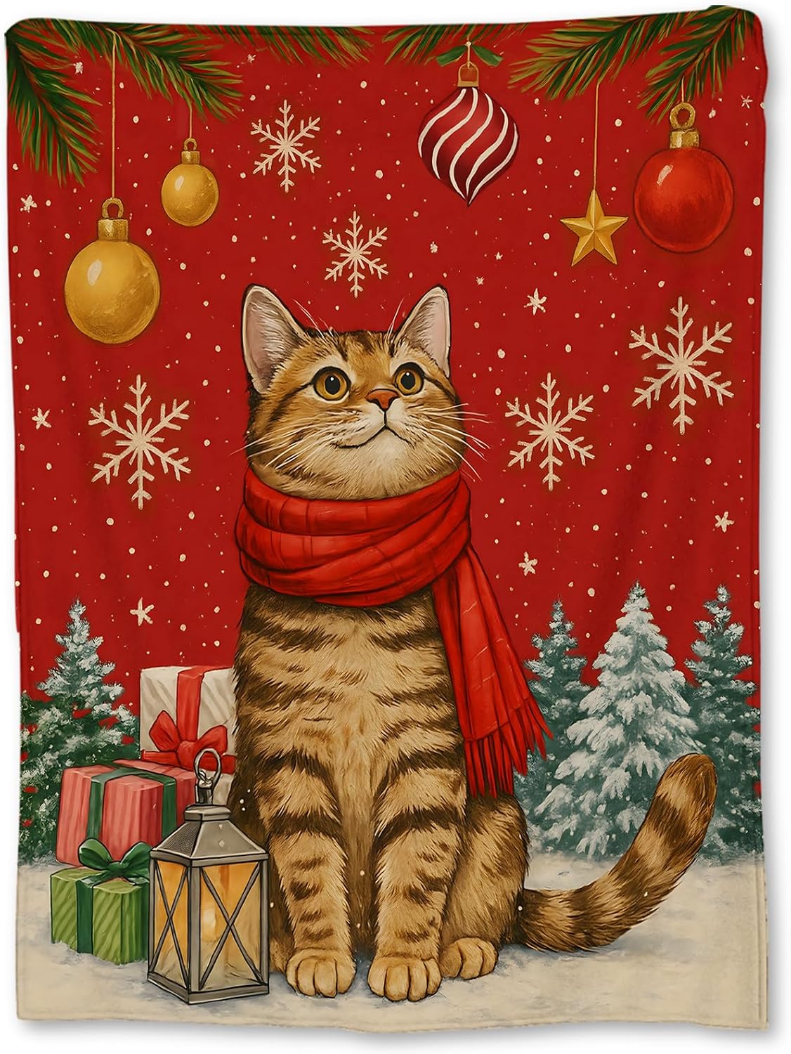 Home Xmas Decor Ideas - Festive Cat Christmas Throw Blanket Cozy
