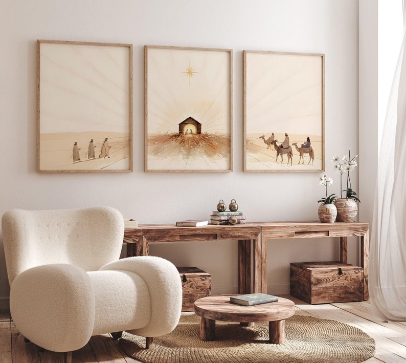 Home Decor Jesus - 3pcs/set Easter Nativity Scene Art Canvas