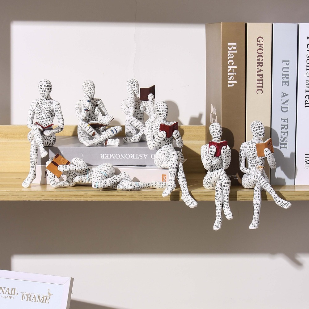 Abstract Sculpture Resin - Creative Mini Reading Woman Figurine Thinker