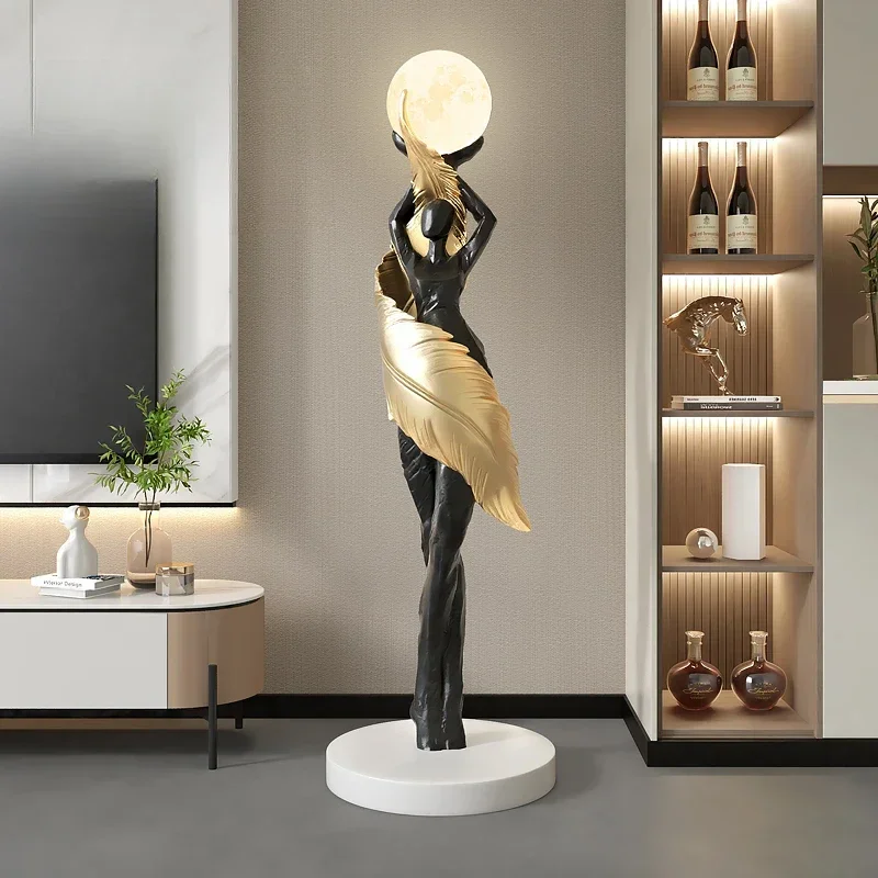 Abstract Sculpture Resin - Portable Modern Abstract Feather Girl Art