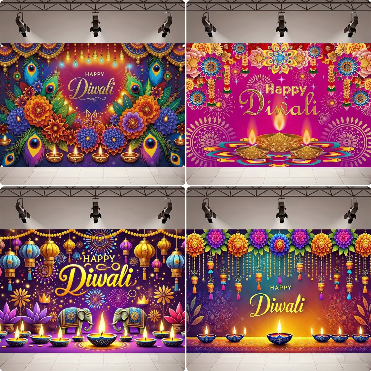 Home Decor Indonesia - Happy Diwali Party Decor Photography Backdrop