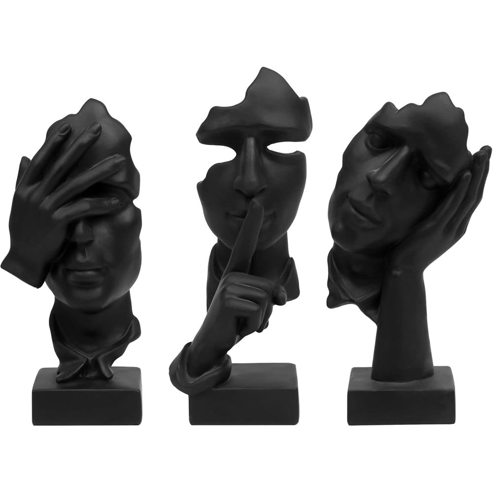 Abstract Sculpture Resin - 3 Pcs Thinker Statue, Silence is