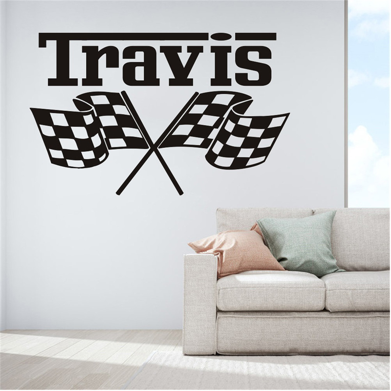 Home Decor Indonesia - Custom Name Vinyl Wall Sticker Racing