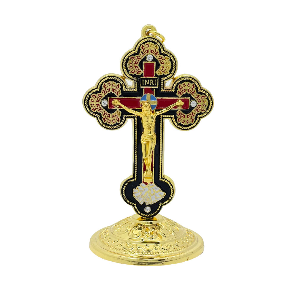 Home Decor Free - New2026 Catholic Standing Crucifix Gold Enamel