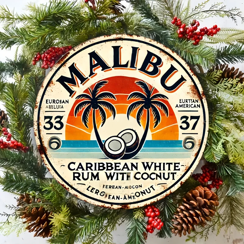 Home Decor Tree - Vintage Malibu Rum Coconut Aluminum Wall