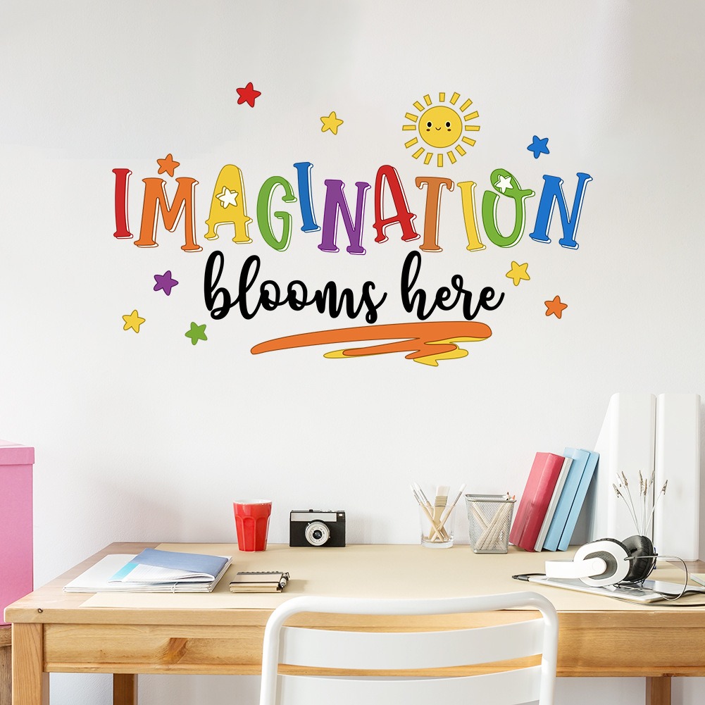 Home Decor Indonesia - Colorful English phrase wall stickers for