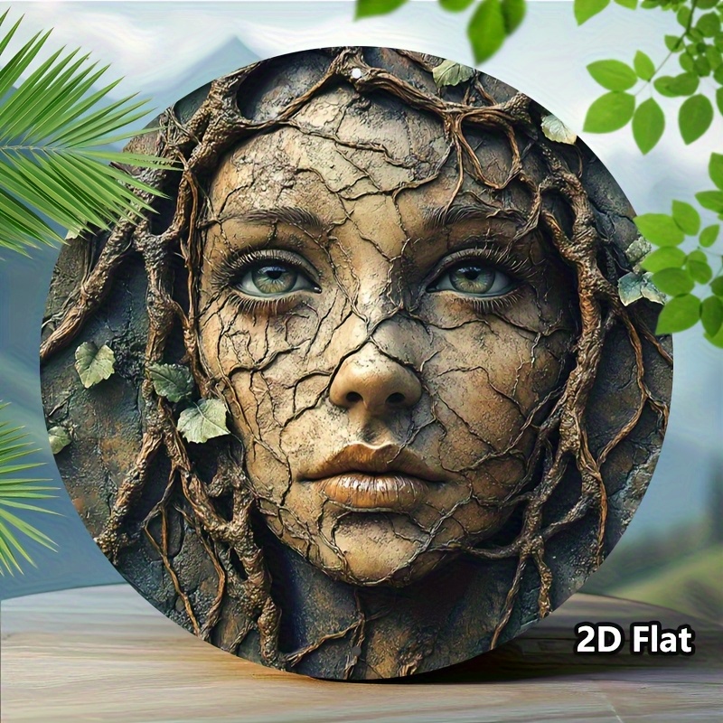 Home Decor Tree - 2D Flat, Vintage Aluminum Round Wall