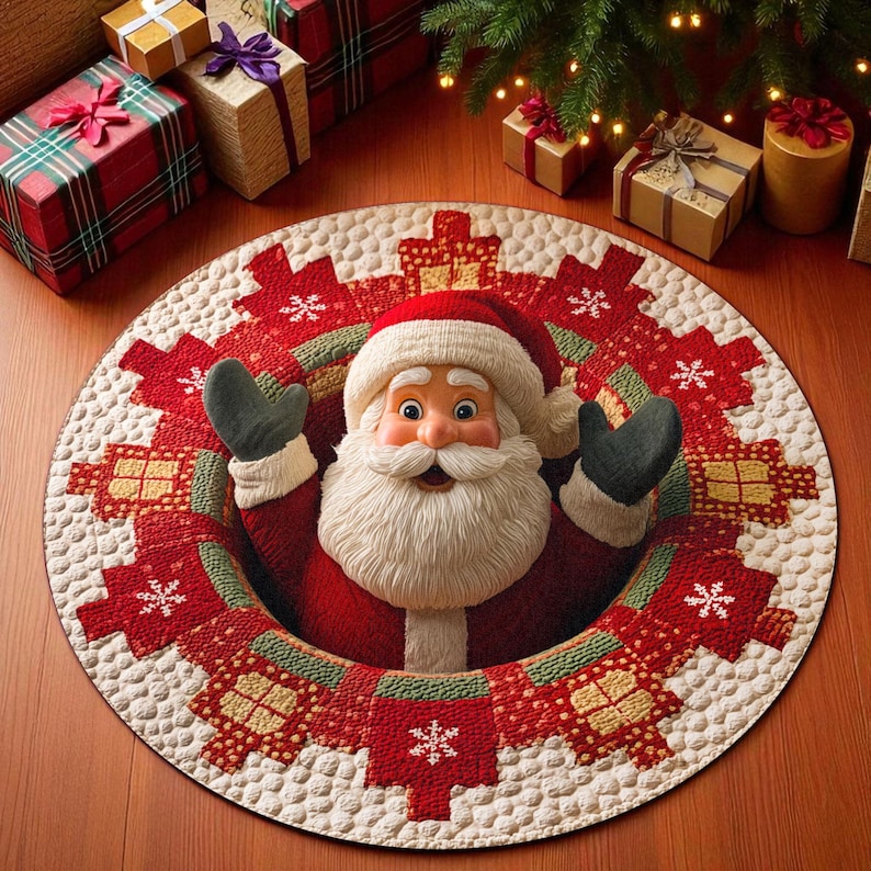 Home Xmas Decor Ideas - Christmas Santa Claus Round Doormat, Welcome