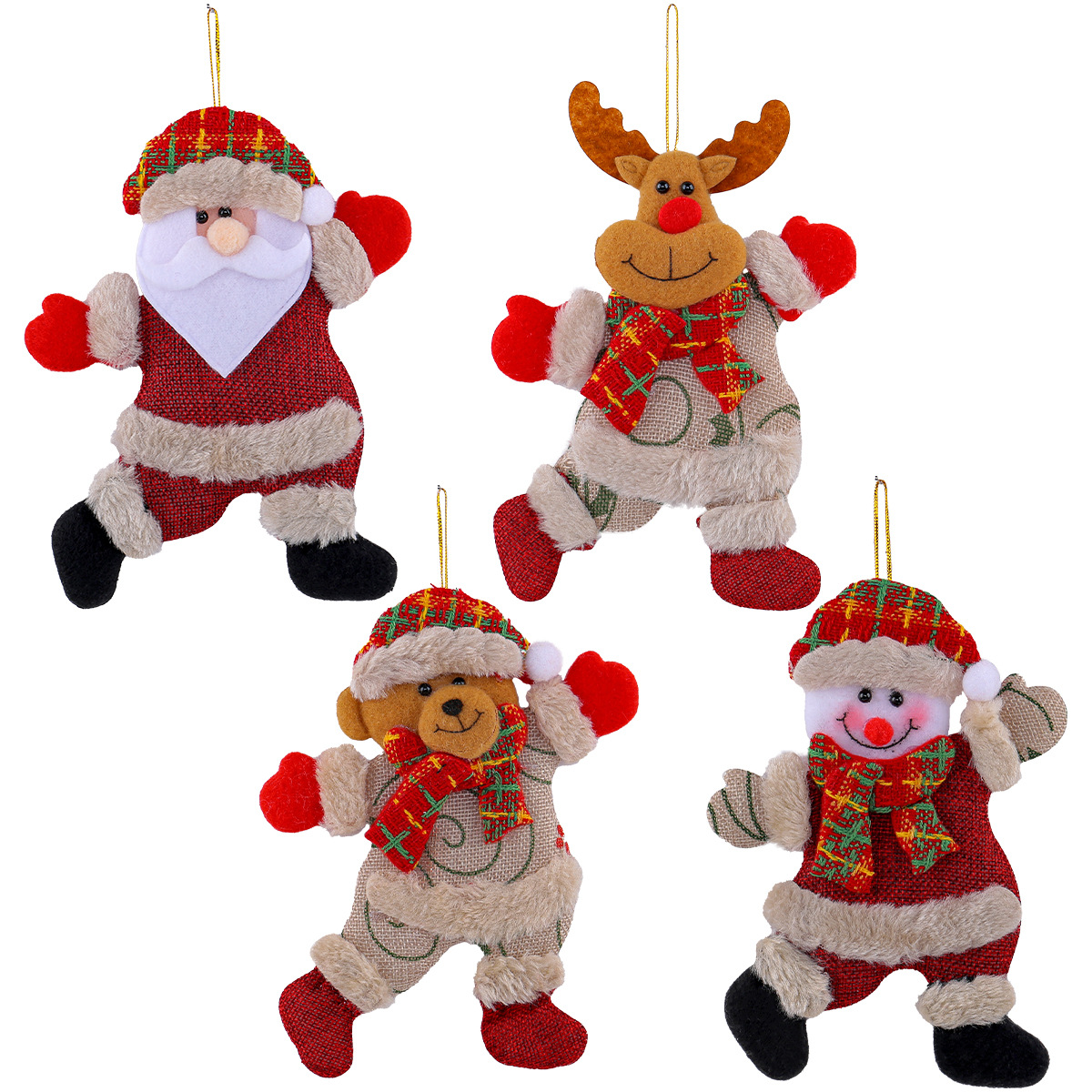 Home Decor Fabric - 4pcs Set Cartoon Christmas Tree Ornaments,
