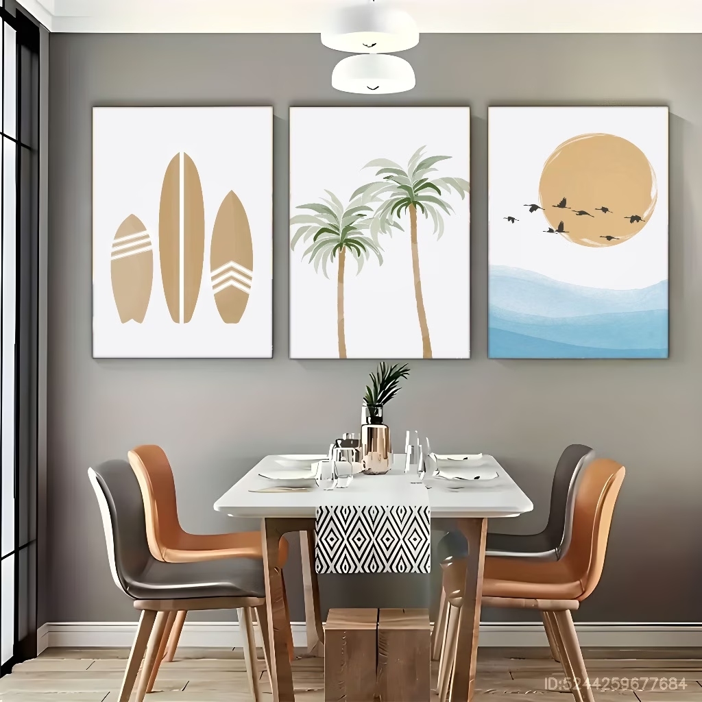 Home Decor Tree - 3pcsModern Boho Bird, Sun, Palm Tree