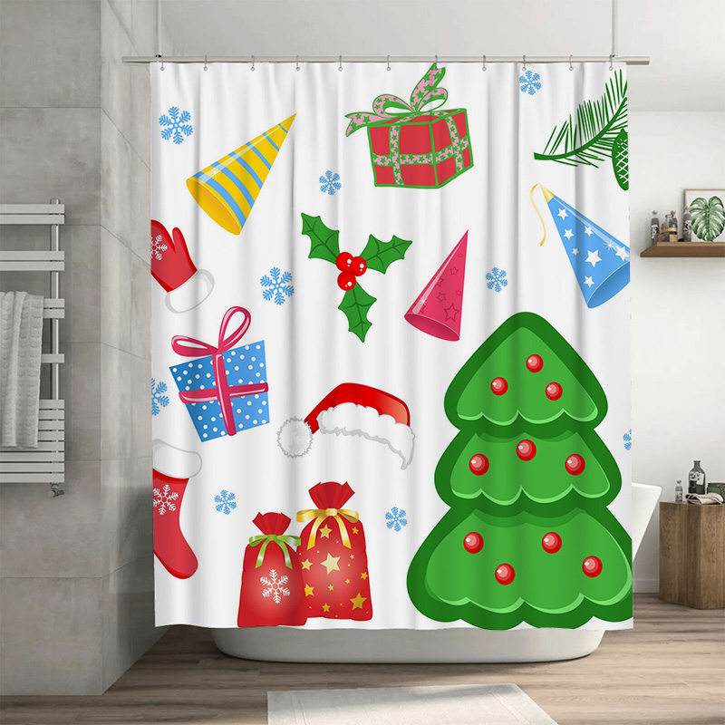 Home Xmas Decor Ideas - TU Shower Curtain Christmas Forest Deer