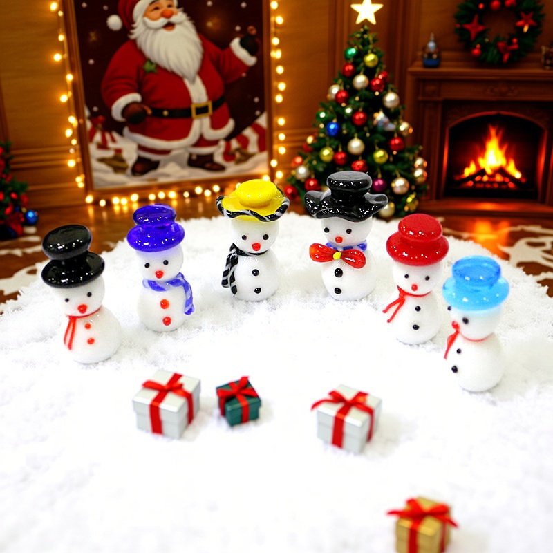 Home Xmas Decor Ideas - Mini Cute Glass Snowman Christmas Figurine