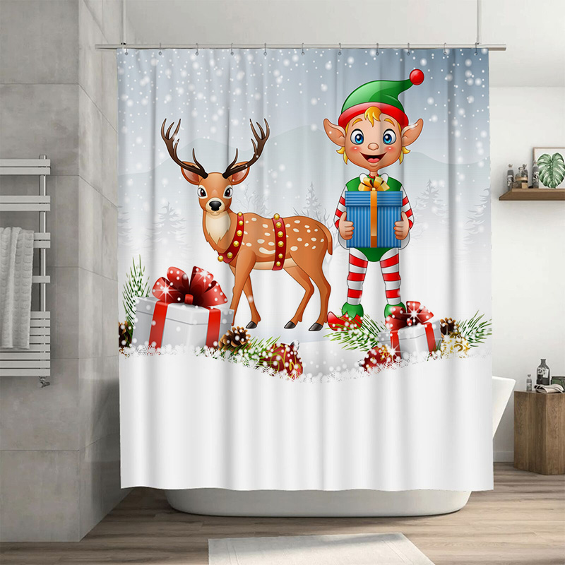 Home Xmas Decor Ideas - TU Christmas Deer Shower Curtain Festive