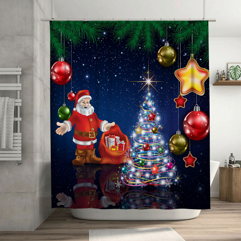 Home Xmas Decor Ideas - TU Christmas Shower Curtain Santa Claus