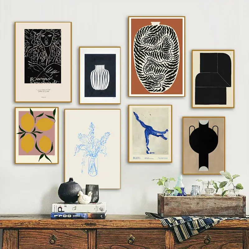 Home Decor Minimal - Abstract Minimalism Lemon Vase Geometric Wall
