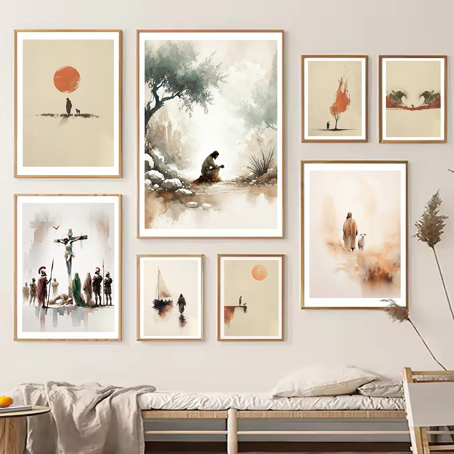 Home Decor Jesus - Watercolor Jesus leaves the 99 Garden