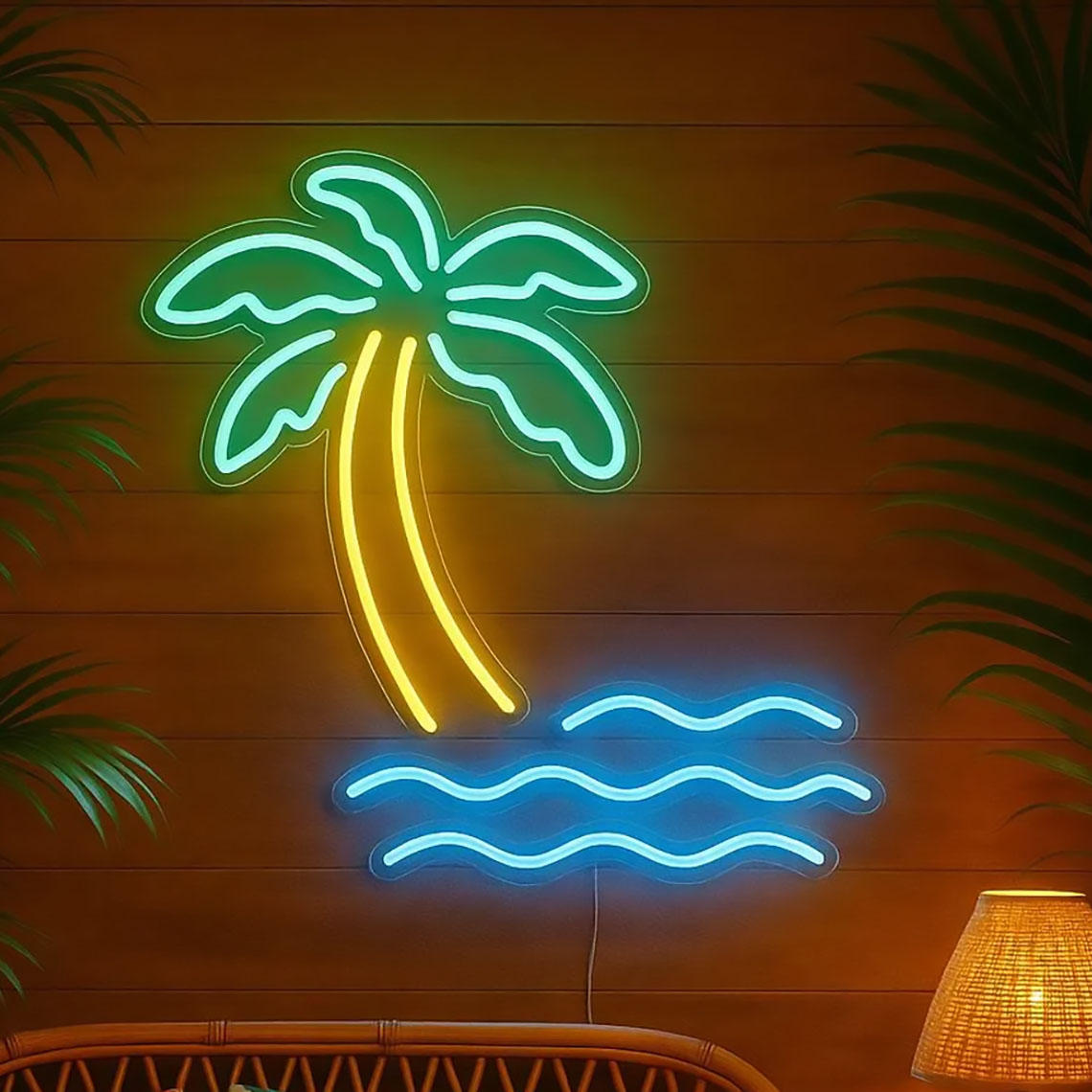 Home Decor Tree - Palm Tree Neon Sign Tropical Beach