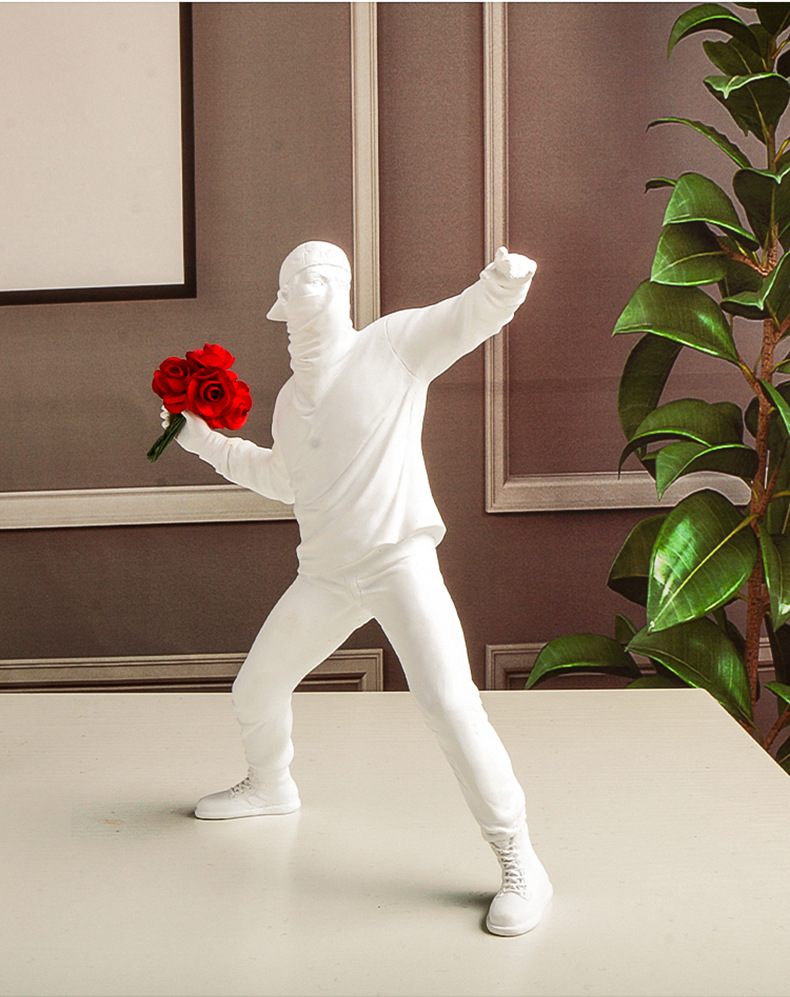Abstract Sculpture Resin - Banksy Still Flower Decoration Abstract Art