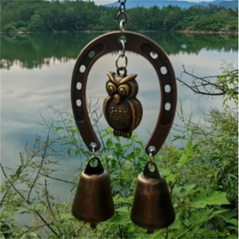 Boho Wind Chimes - Lucky Horseshoe Wind Chime With Owl