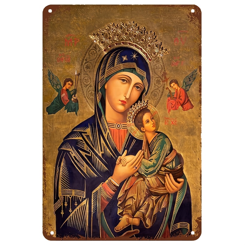 2D Vintage Metal Sign, Virgin  - Home Decor Jesus 评论和价格