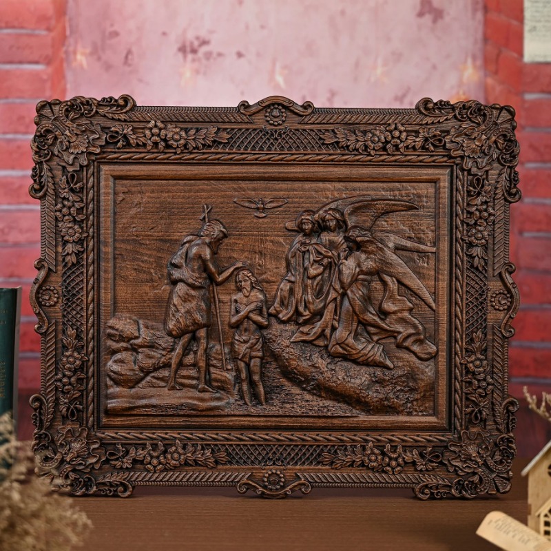 Handcrafted Wooden Relief Wall - Home Decor Jesus 评论和价格