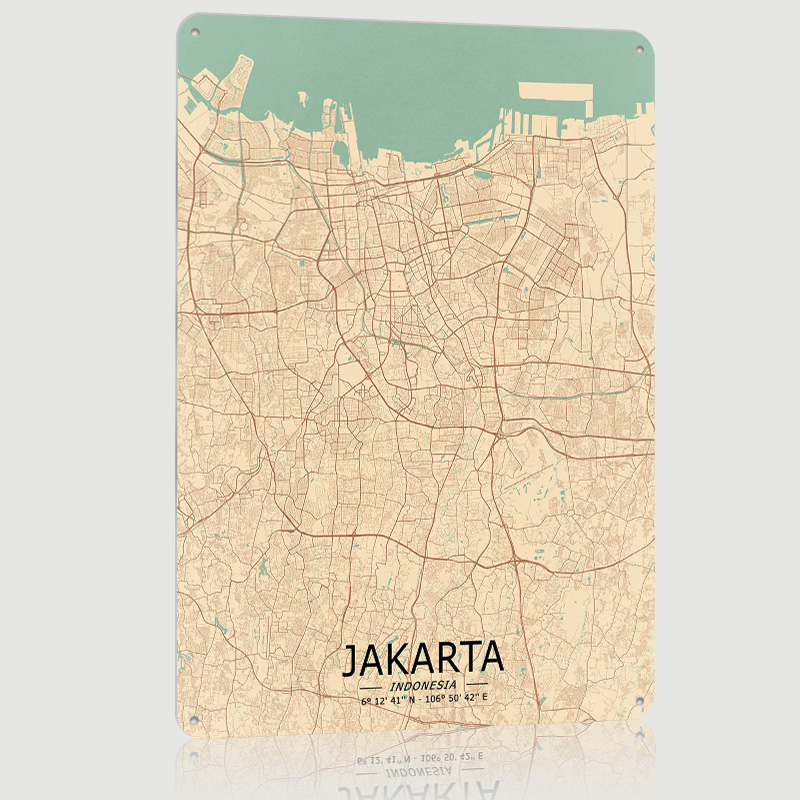 Jakarta Vintage Map Printed Po - Home Decor Jakarta 评论和价格