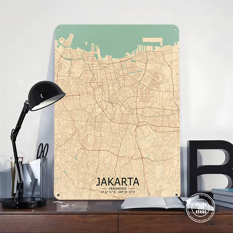Jakarta Vintage Map Printed Po - Home Decor Jakarta 评论和价格