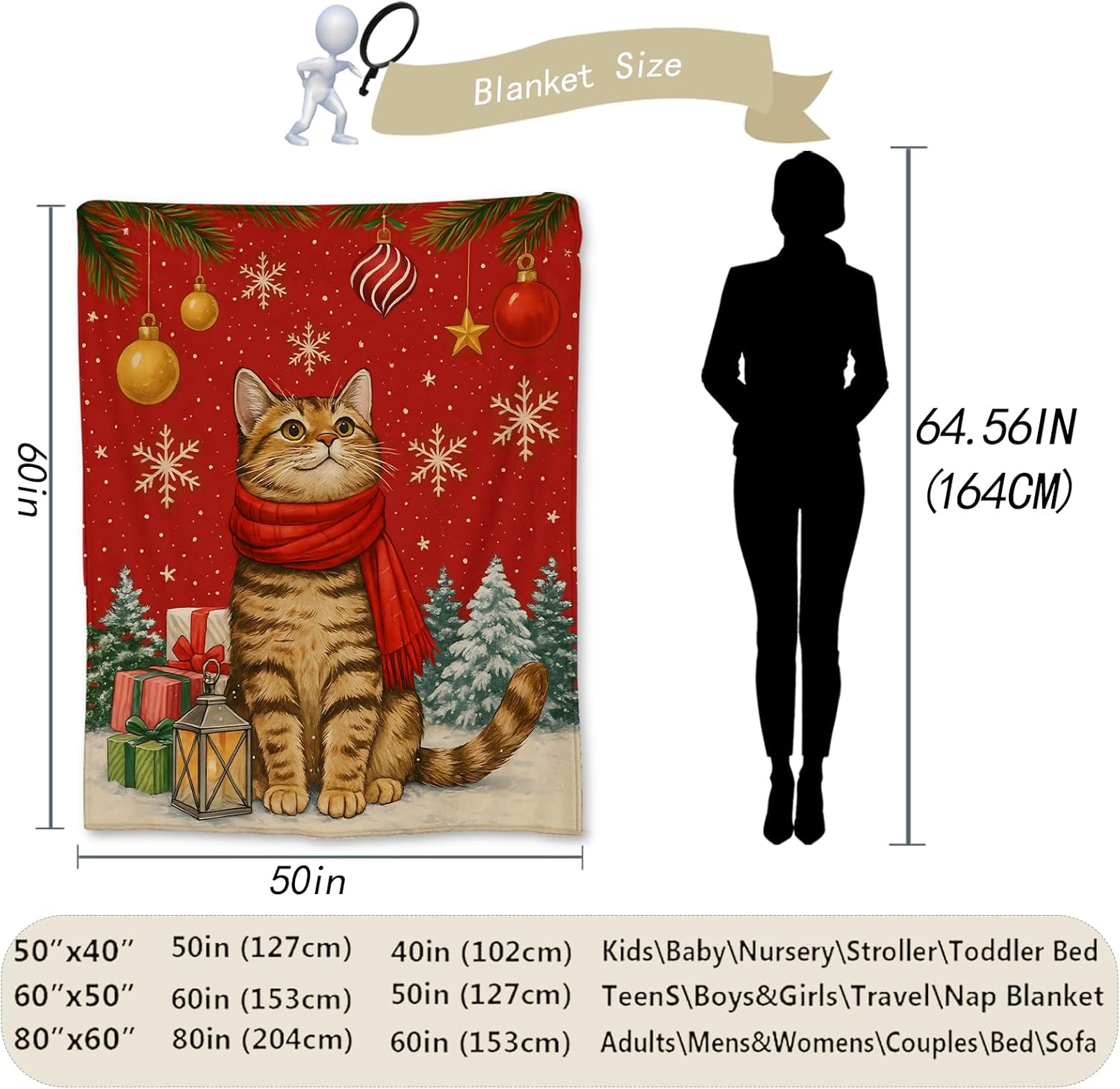 Festive Cat Christmas Throw Bl - Home Xmas Decor Ideas 评论和价格