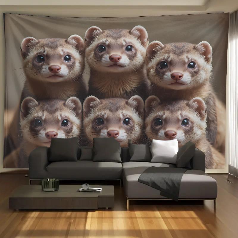 Cute Ferret Group Tapestry Wal - Home Decor Living Room Ideas 评论和价格