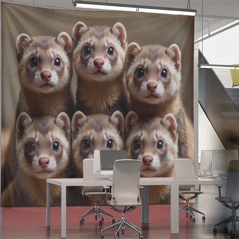 Cute Ferret Group Tapestry Wal - Home Decor Living Room Ideas 评论和价格