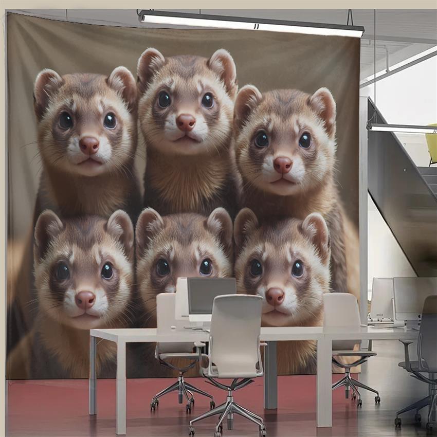 Cute Ferret Group Tapestry Wal - Home Decor Living Room Ideas 评论和价格