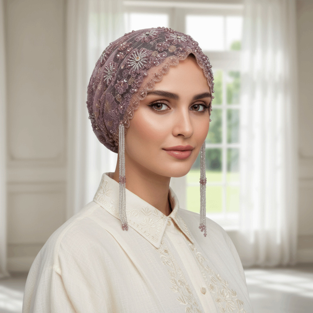 Shiny Beads Turban Hat Long Ta - Home Decor Indonesia 评论和价格