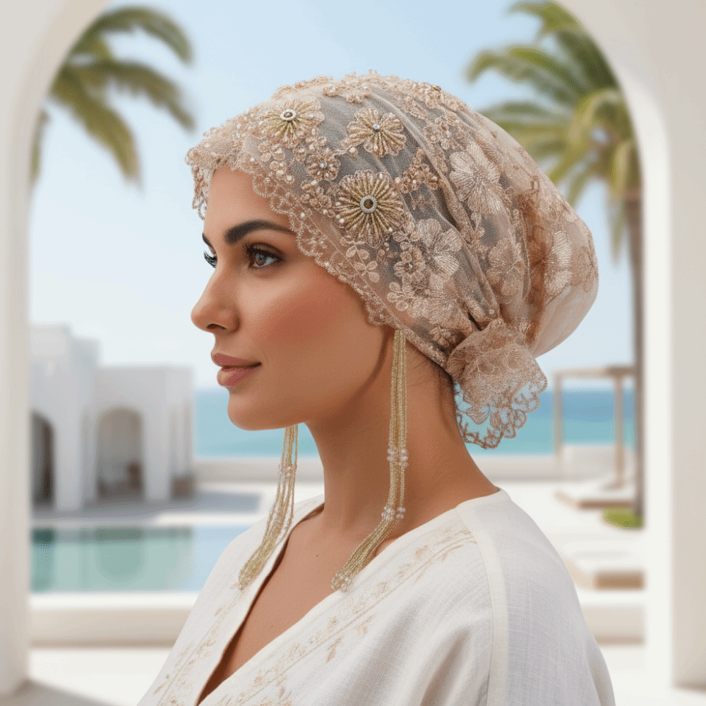 Shiny Beads Turban Hat Long Ta - Home Decor Indonesia 评论和价格
