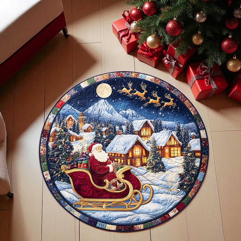 Santa Sleigh Christmas Round D - Home Xmas Decor Ideas 评论和价格
