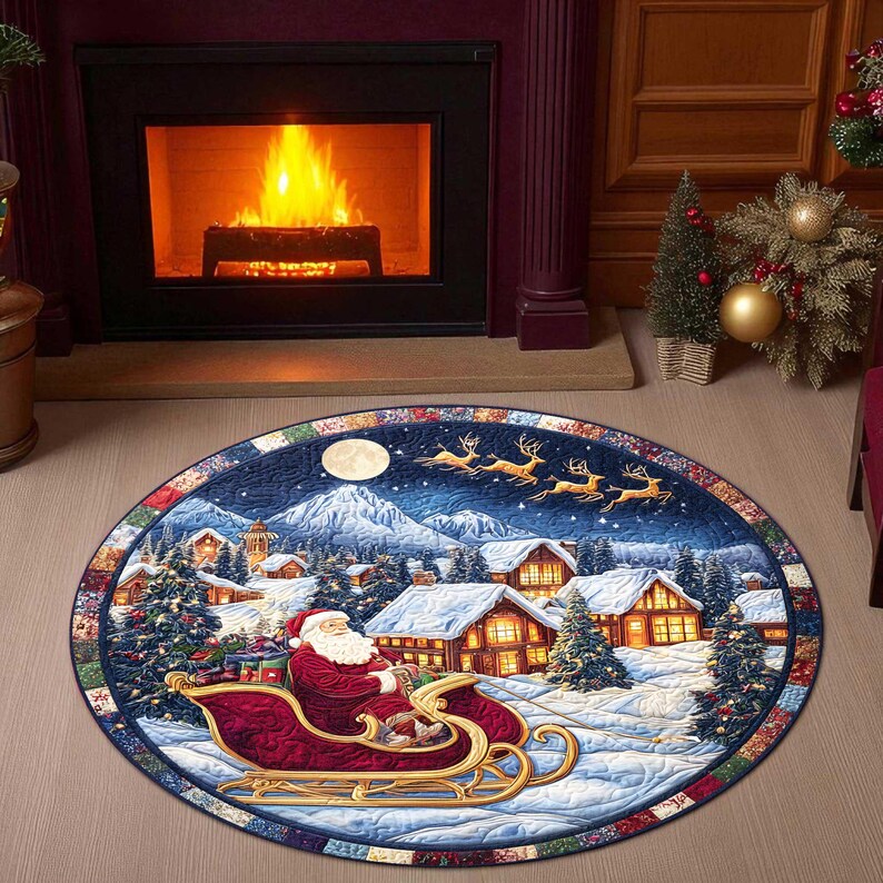 Santa Sleigh Christmas Round D - Home Xmas Decor Ideas 评论和价格