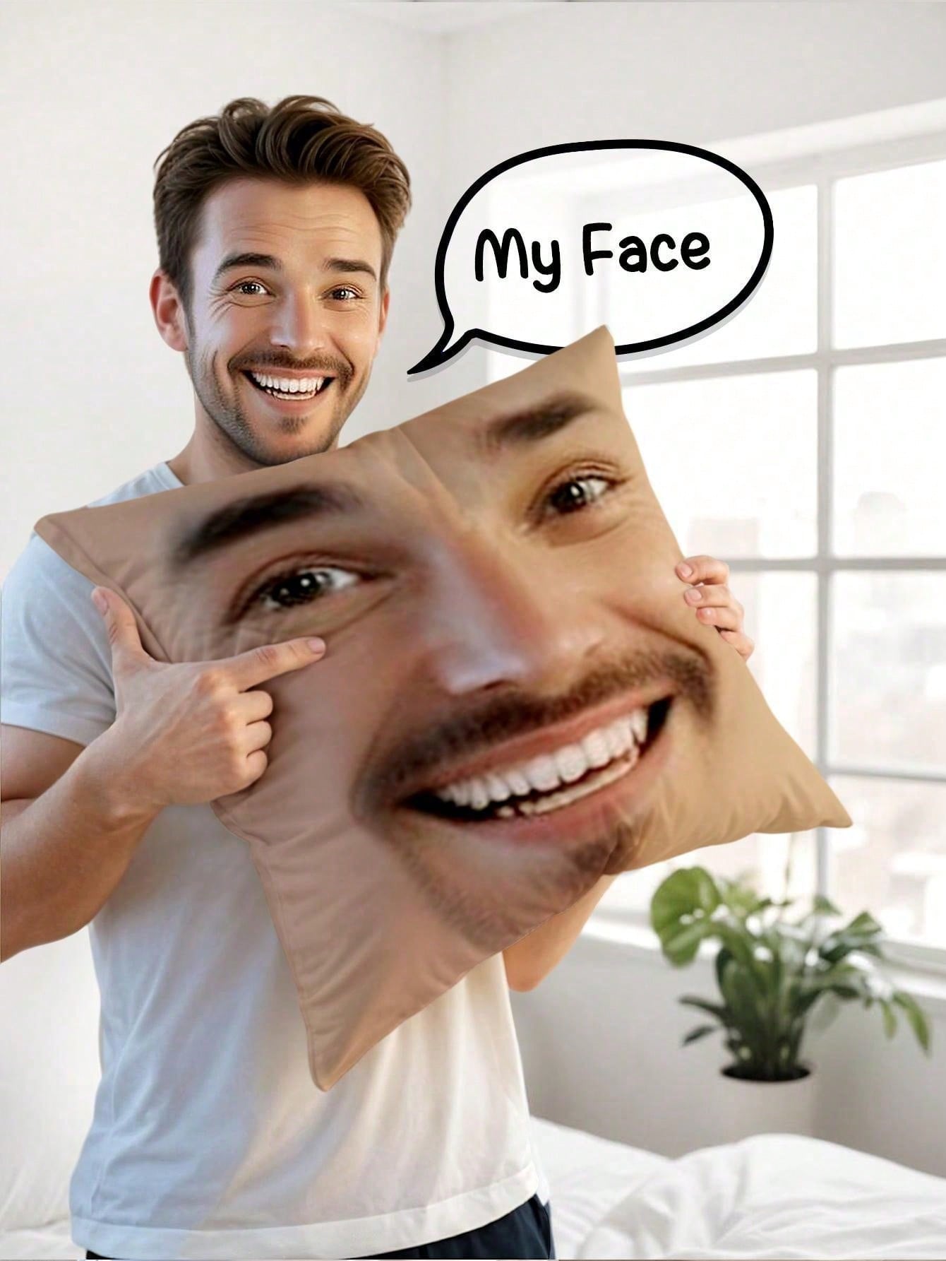1pc Custom Face Square Pillow  - Home Decor Fabric 评论和价格