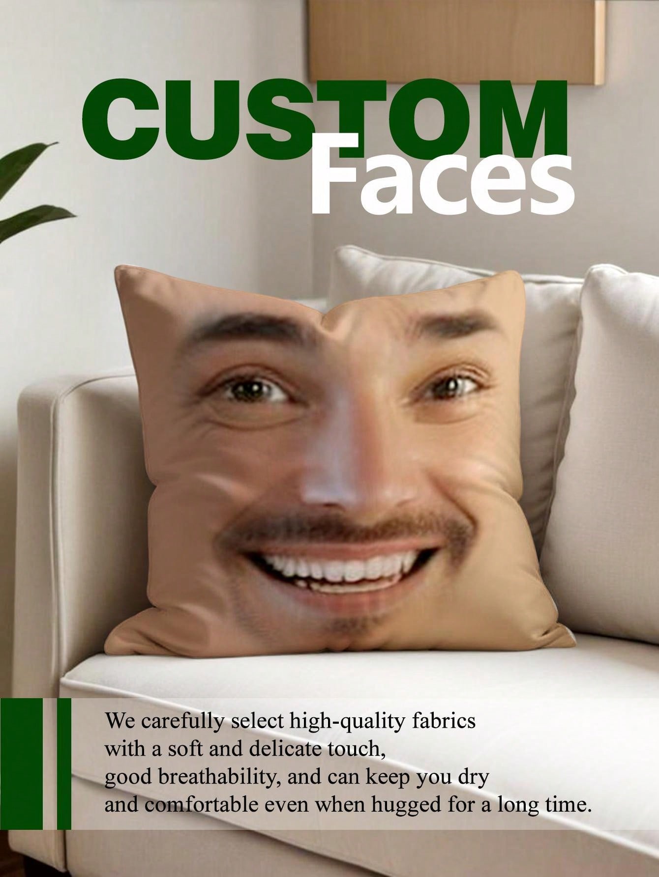 1pc Custom Face Square Pillow  - Home Decor Fabric 评论和价格