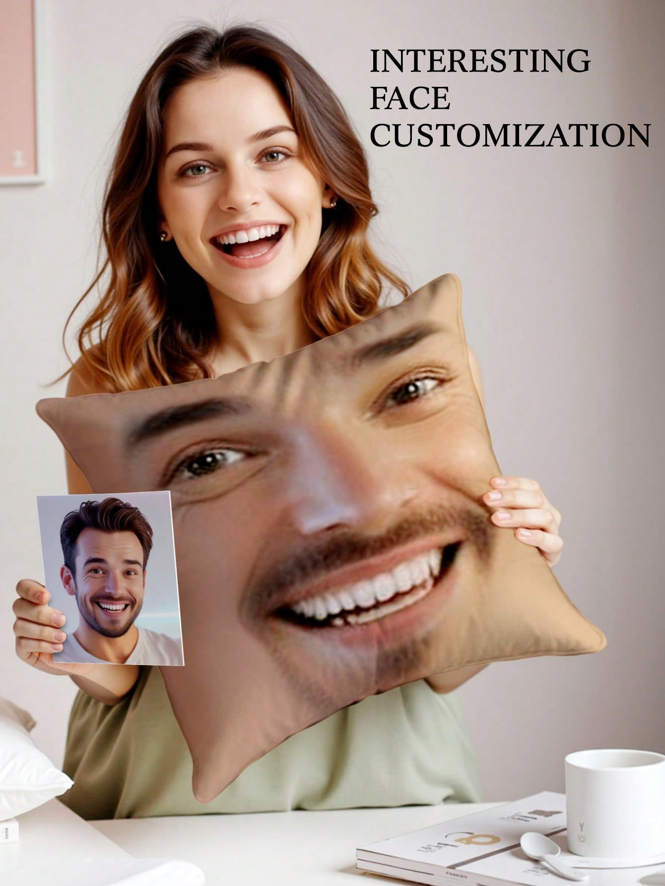 1pc Custom Face Square Pillow  - Home Decor Fabric 评论和价格