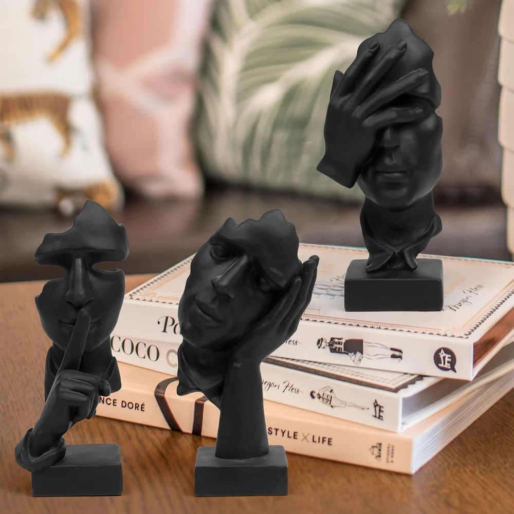 3 Pcs Thinker Statue, Silence  - Abstract Sculpture Resin 评论和价格