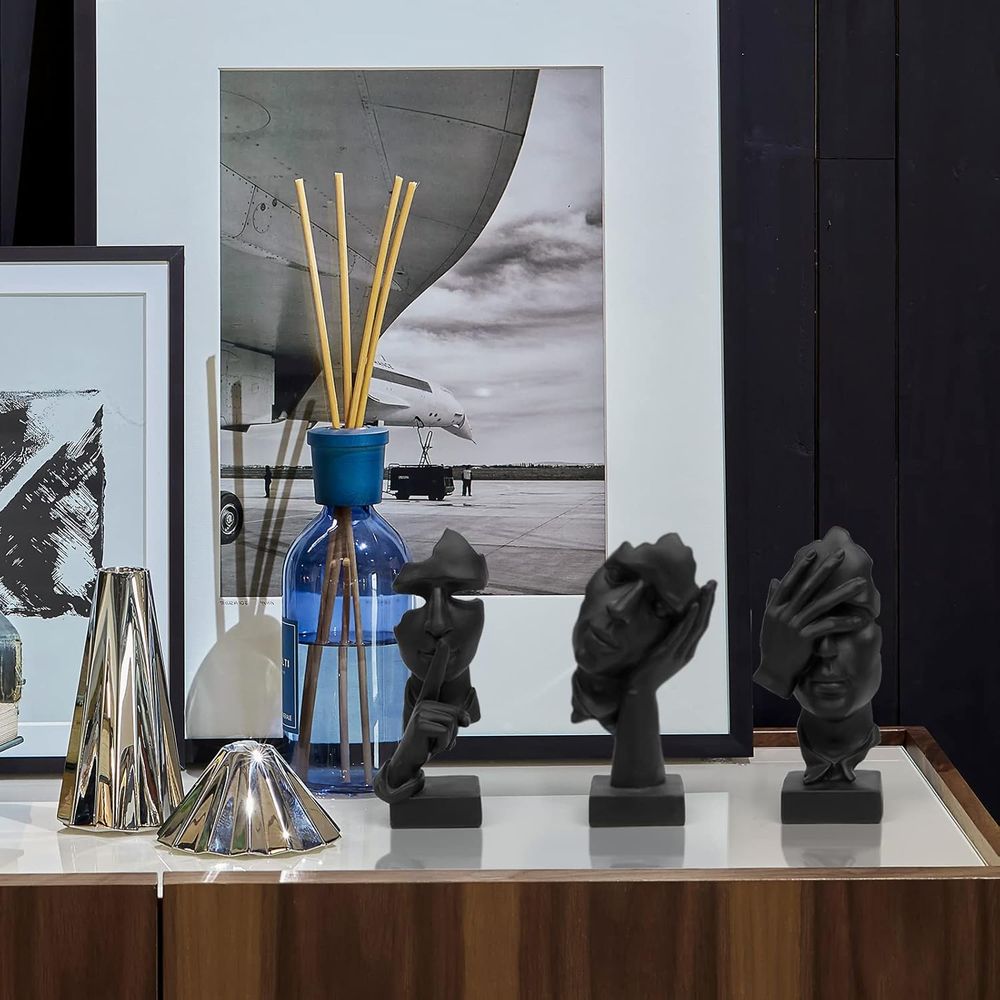 3 Pcs Thinker Statue, Silence  - Abstract Sculpture Resin 评论和价格