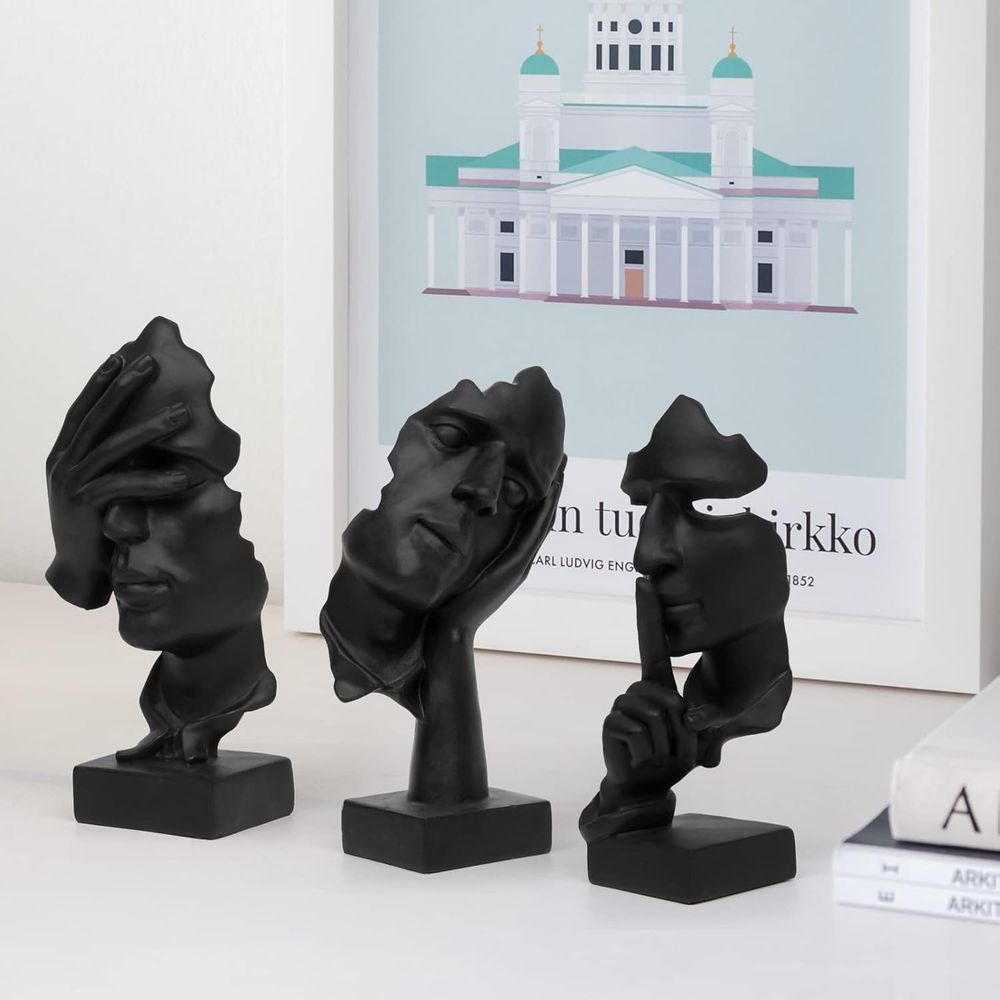 3 Pcs Thinker Statue, Silence  - Abstract Sculpture Resin 评论和价格