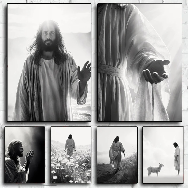 Black and White Jesus Faith Cr - Home Decor Jesus 评论和价格