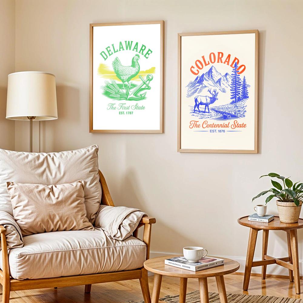 Animal Us States Art Design Po - Home Decor Living Room Ideas 评论和价格