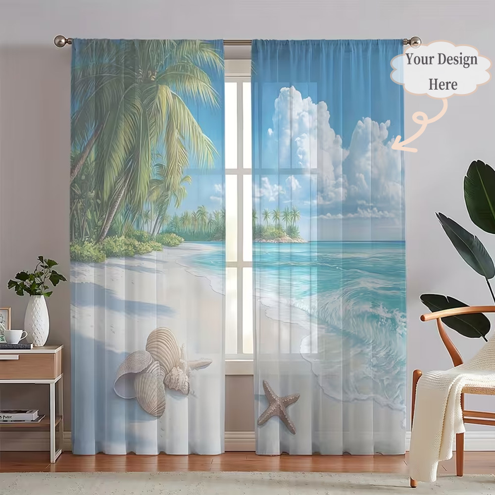 Custom 2D Flat 2pcs Sheer Curt - Home Decor Fabric 评论和价格