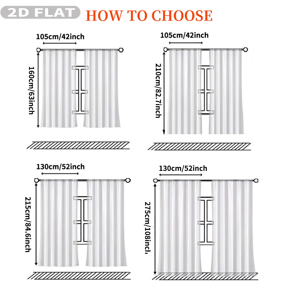 Custom 2D Flat 2pcs Sheer Curt - Home Decor Fabric 评论和价格