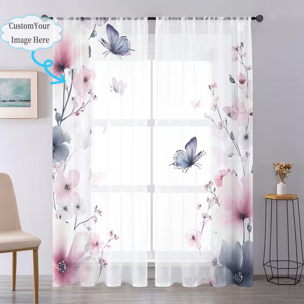 Custom 2D Flat 2pcs Sheer Curt - Home Decor Fabric 评论和价格