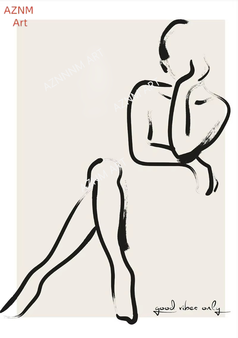 Nordic Bohemian Line Art Black - Home Decor Minimal 评论和价格