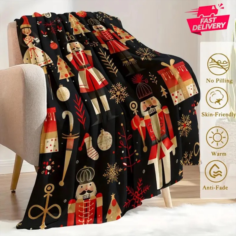 Christmas Blanket Reindeer Hol - Home Xmas Decor Ideas 评论和价格