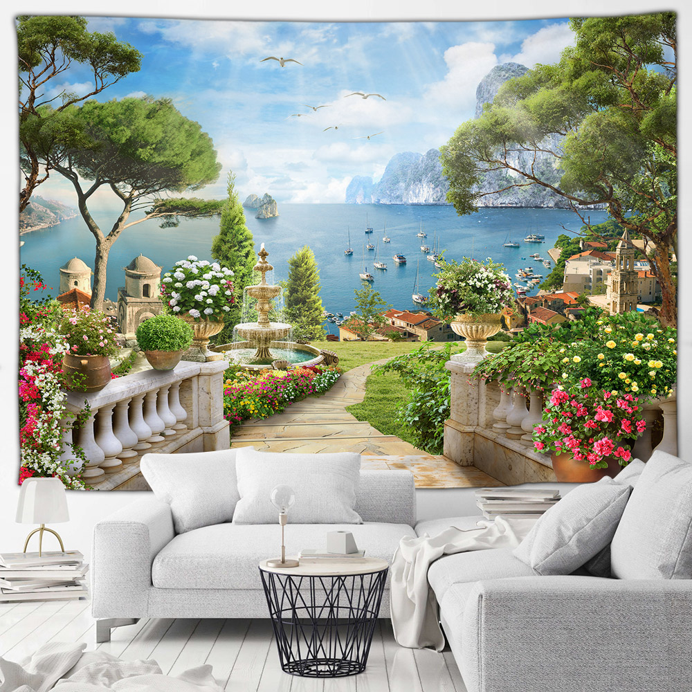 Italy Seaside Town Landscape T - Home Decor Indonesia 评论和价格